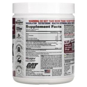 Thành phần vi chất của GAT Sport NITRAFLEX Fruit Punch 11.1 oz (315 g) 859613648907