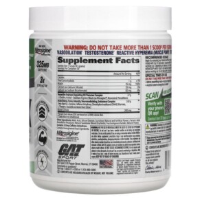 Thành phần vi chất của GAT Sport NITRAFLEX Green Apple 10.1 oz (285 g) 859613648884