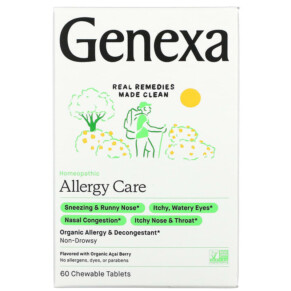 Thực phẩm chức năng Genexa LLC Allergy Care Organic Allergy & Decongestant Organic Acai Berry 60 Chewable Tablets 857630006052