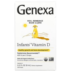 Thực phẩm chức năng Genexa LLC Infants´ Vitamin D Newborn+ Organic Vanilla 200 IU 200 Drops 0.2 fl oz (6 ml) 857630006601