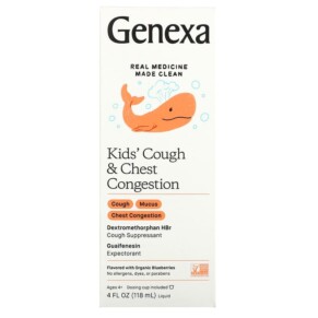 Thực phẩm chức năng Genexa LLC Kid's Cough & Chest Congestion Ages 4+ Organic Blueberries 4 fl oz (118 ml) 850015736018