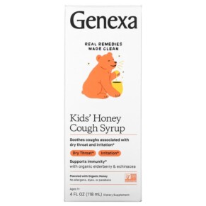 Thực phẩm chức năng Genexa LLC Kid's Honey Cough Syrup Ages 1+ Organic Honey 4 fl oz (118 ml) 857630006953