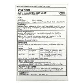 Thành phần vi chất của Genexa LLC Kid's Tummy Relief Ages 2+ Organic Berry & Vanilla 30 Chewable Tablets 857630006694