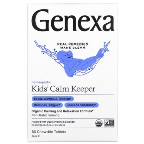 Thực phẩm chức năng Genexa LLC Kids´ Calm Keeper Calming & Relaxation Ages 3+ Vanilla & Lavender 60 Chewable Tablets 857630006106