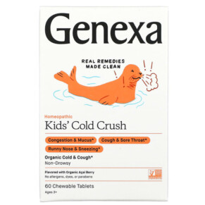 Thực phẩm chức năng Genexa LLC Kids´ Cold Crush Cold & Cough Ages 3+ Organic Acai Berry 60 Chewable Tablets 857630006045