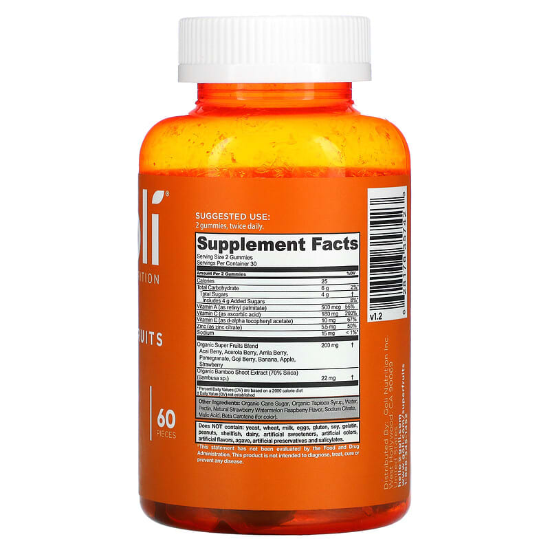 Goli Nutrition Superfruit Gummies Mixed Fruit 60 Pieces 2 Thành phần vi chất của Goli Nutrition Superfruit Gummies Mixed Fruit 60 Pieces 628176357423