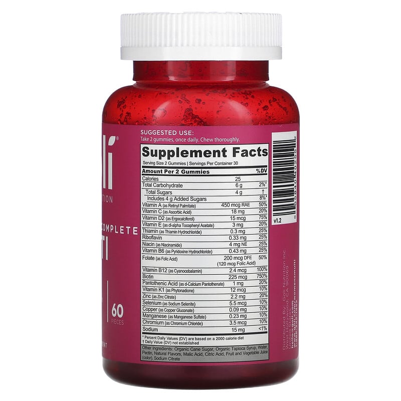 Goli Nutrition Women's Complete Multi Gummies 60 Pieces 2 Thành phần vi chất của Goli Nutrition Women's Complete Multi Gummies 60 Pieces 055840402552