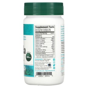 Thành phần vi chất của Green Foods Corporation Organic Chlorella 500 mg 120 Tablets 083851204155