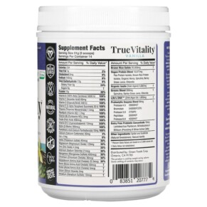 Thành phần vi chất của Green Foods Corporation True Vitality Plant Protein Shake with DHA Vanilla 25.2 oz (714 g) 083851207774