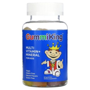 Thực phẩm chức năng GummiKing Multi-Vitamin + Mineral for Kids Strawberry Orange Lemon Grape Cherry and Grapefruit 60 Gummies 835776000684