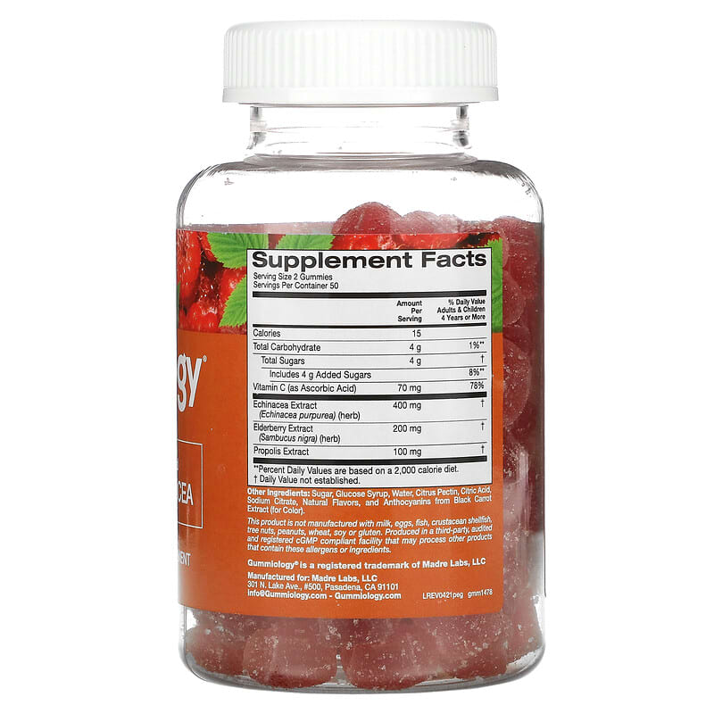 Gummiology Adult Propolis & Echinacea Gummies No Gelatin Natural Raspberry 100 Vegetarian Gummies 2 Thành phần vi chất của Gummiology Adult Propolis & Echinacea Gummies No Gelatin Natural Raspberry 100 Vegetarian Gummies 898220014781