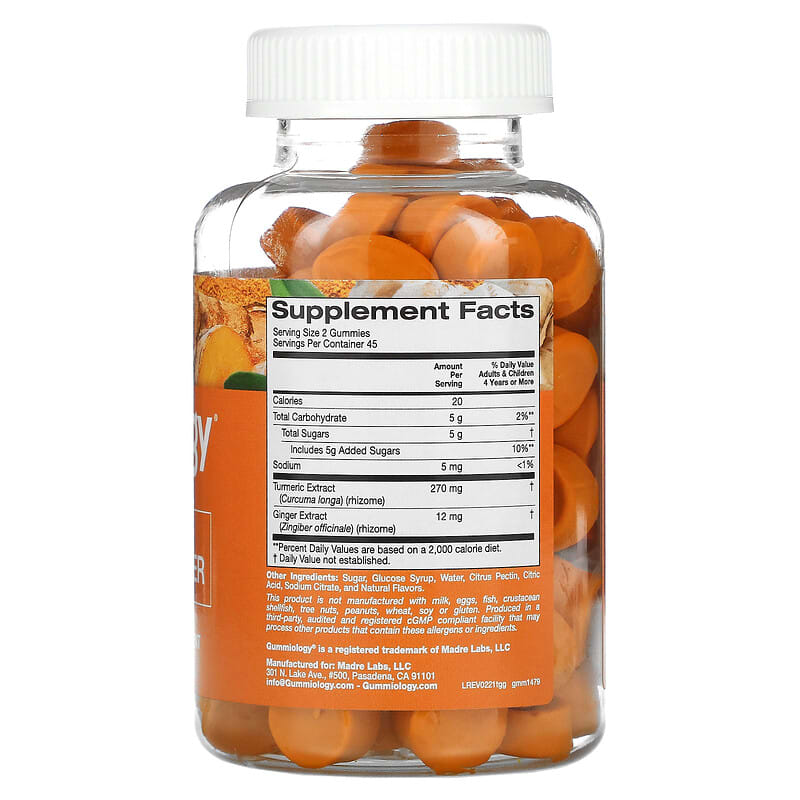 Gummiology Adult Turmeric & Ginger Gummies Tropical Fruit 90 Vegetarian Gummies 2 Thành phần vi chất của Gummiology Adult Turmeric & Ginger Gummies Tropical Fruit 90 Vegetarian Gummies 898220014798
