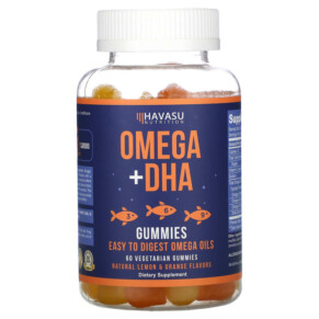 Thực phẩm chức năng Havasu Nutrition Omega + DHA Gummies Natural Lemon & Orange 60 Vegetarian Gummies 850008464225