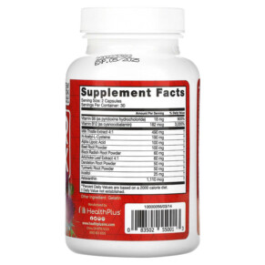 Thành phần vi chất của Health Plus Inc. Liver Detox 60 Capsules 083502550013