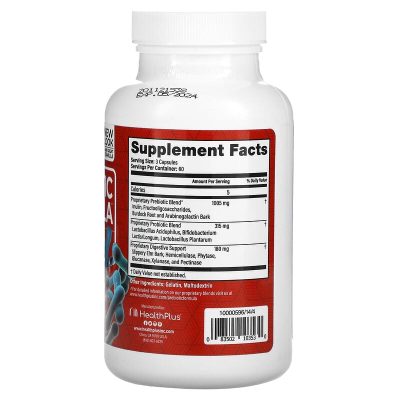 Health Plus Inc. Prebiotic Formula 500 mg 180 Capsules 2 Thành phần vi chất của Health Plus Inc. Prebiotic Formula 500 mg 180 Capsules 083502103530