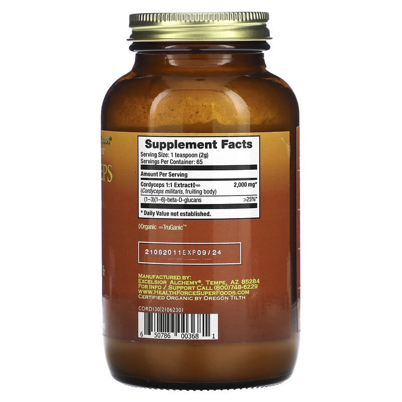 HealthForce Superfoods Integrity Extracts Cordyceps 4.58 oz (130 g) 2 Thành phần vi chất của HealthForce Superfoods Integrity Extracts Cordyceps 4.58 oz (130 g) 650786003681
