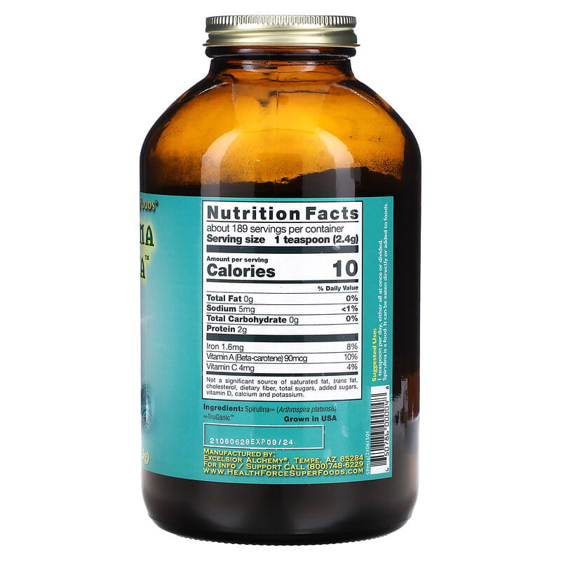 HealthForce Superfoods Spirulina Manna 16 oz (453.5 g) 2 Thành phần vi chất của HealthForce Superfoods Spirulina Manna 16 oz (453.5 g) 650786000048