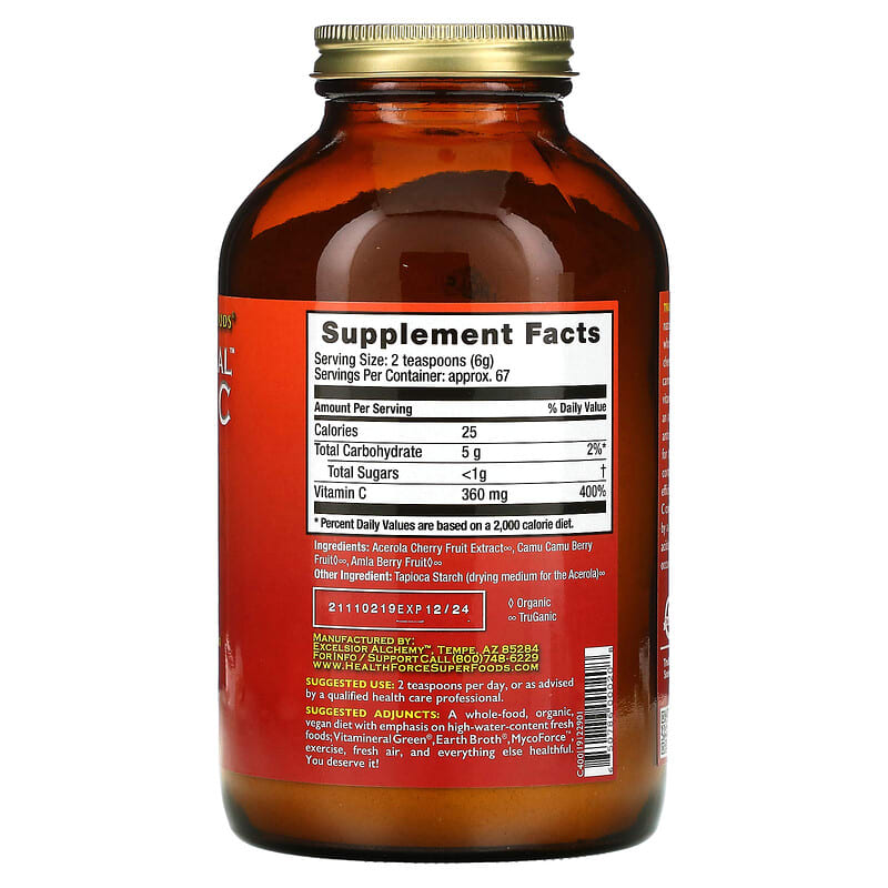 HealthForce Superfoods Truly Natural Vitamin C 14.1 oz (400 g) 2 Thành phần vi chất của HealthForce Superfoods Truly Natural Vitamin C 14.1 oz (400 g) 650786000208