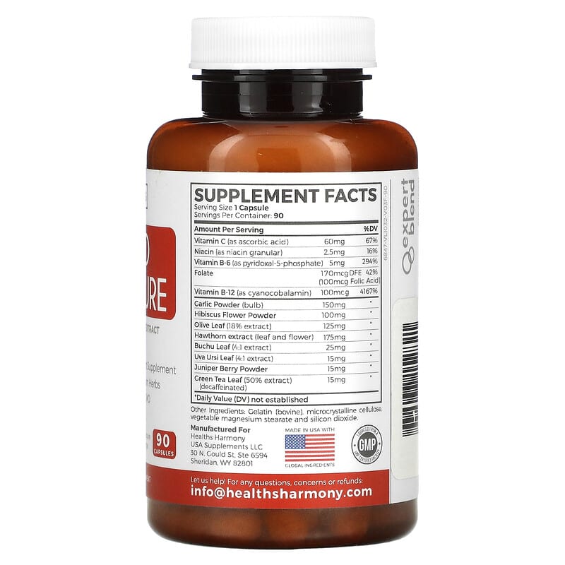 Healths Harmony Blood Pressure with Hawthorn Extract 90 Capsules 2 Thành phần vi chất của Healths Harmony Blood Pressure with Hawthorn Extract 90 Capsules 638037152821
