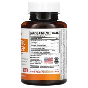 Thành phần vi chất của Healths Harmony Turmeric & Ginger with Bioperine 90 Capsules 646648875671