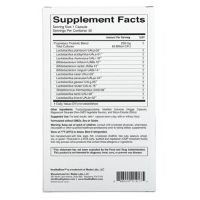 Thành phần vi chất của HealthyBiom 65 Billion CFUs Probiotics 30 Veggie Capsules 898220019175