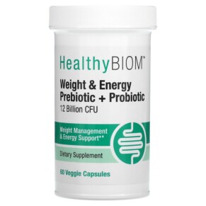 Thực phẩm chức năng HealthyBiom Weight Management and Energy Prebiotic + Probiotic 12 Billion CFUs 60 Veggie Capsules 898220020263