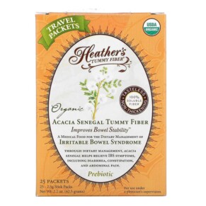 Thực phẩm chức năng Heather's Tummy Care Organic Acacia Senegal Tummy Fiber 25 Stick Packs 2.5 g Each 180616000165