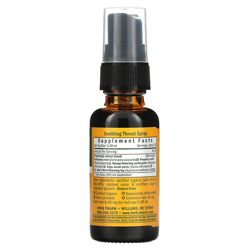 Herb Pharm Soothing Throat Spray 1 fl oz (30 ml) 2 Thành phần vi chất của Herb Pharm Soothing Throat Spray 1 fl oz (30 ml) 090900000491