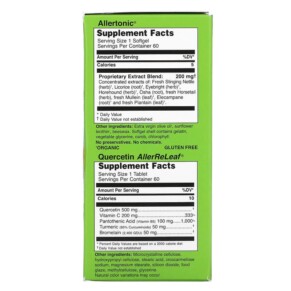 Thành phần vi chất của Herbs Etc. Allergy ReLeaf System 2 Bottles 60 Softgels/60 Tablets 765704750056