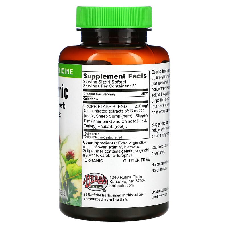 Herbs Etc. Essiac Tonic 120 Fast-Acting Softgels 2 Thành phần vi chất của Herbs Etc. Essiac Tonic 120 Fast-Acting Softgels 765704604717