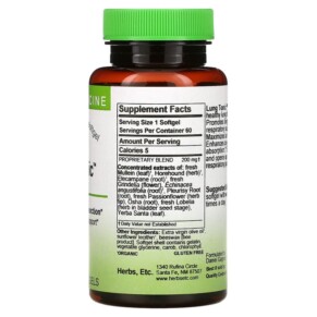 Thành phần vi chất của Herbs Etc. Lung Tonic 60 Fast-Acting Softgels 765704507063