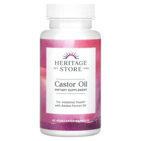 Thực phẩm chức năng Heritage Store Castor Oil 60 Vegetarian Capsules 076970301508