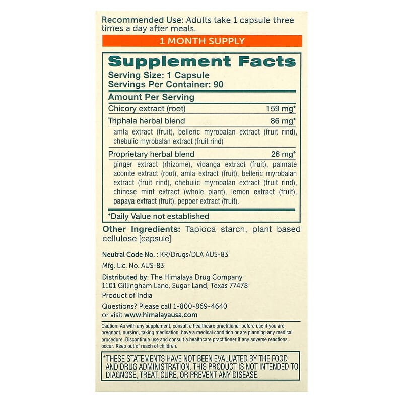 Himalaya FlorAvani 90 Vegetarian Capsules 2 Thành phần vi chất của Himalaya FlorAvani 90 Vegetarian Capsules 605069060370