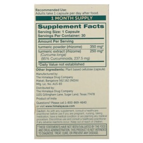 Thành phần vi chất của Himalaya Turmeric 95 with Curcumin 30 Vegetarian Capsules 605069432054