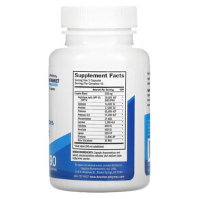 Thành phần vi chất của Houston Enzymes TriEnza Enzyme For Digestive Intolerances 90 Capsules 898631000243