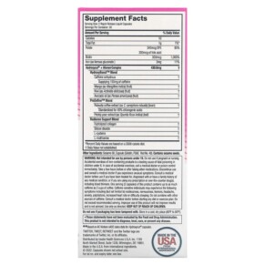 Thành phần vi chất của Hydroxycut Max! For Women 60 Liquid Capsules 631656602524