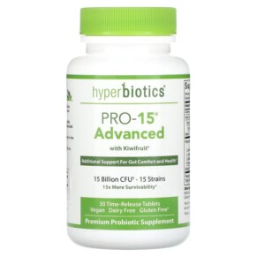Thực phẩm chức năng Hyperbiotics PRO-15 Advanced with Kiwifruit 15 Billion CFU 30 Time-Release Tablets 9506000058542