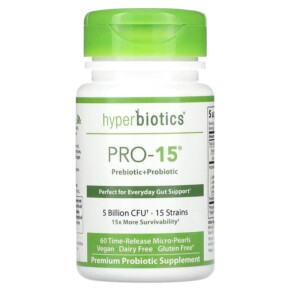 Thực phẩm chức năng Hyperbiotics PRO-15 Prebiotic + Probiotic 5 Billion CFU 60 Time-Release Micro-Pearls 9506000058504