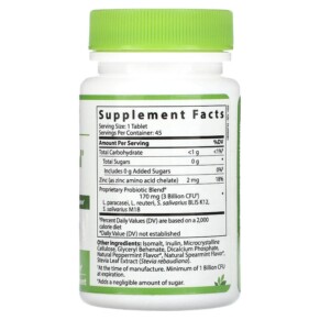 Thành phần vi chất của Hyperbiotics PRO-Dental Natural Mint 45 Chewable Tablets 9506000058559