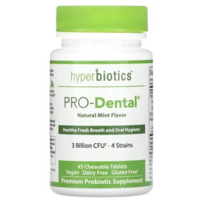 Thực phẩm chức năng Hyperbiotics PRO-Dental Natural Mint 45 Chewable Tablets 9506000058559