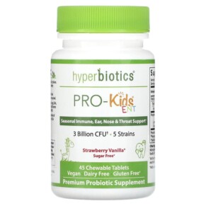 Thực phẩm chức năng Hyperbiotics PRO-Kids ENT Sugar Free Strawberry Vanilla 45 Patented LiveBac Chewable Tablets 9506000113715