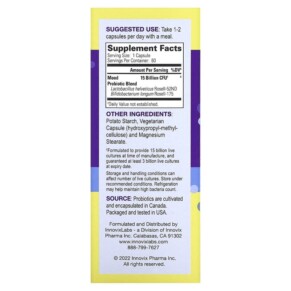 Thành phần vi chất của InnovixLabs Mood Probiotic Mood Support Supplement 60 Capsules 794504984750