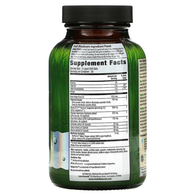 Irwin Naturals Aloe & Triphala Active-Cleanse and Probiotics 60 Liquid Soft-Gels 2 Thành phần vi chất của Irwin Naturals Aloe & Triphala Active-Cleanse and Probiotics 60 Liquid Soft-Gels 710363583071