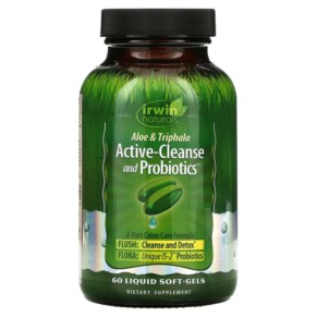 Thực phẩm chức năng Irwin Naturals Aloe & Triphala Active-Cleanse and Probiotics 60 Liquid Soft-Gels 710363583071