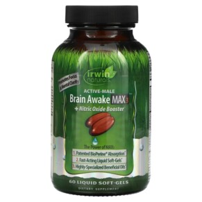 Thực phẩm chức năng Irwin Naturals Brain Awake Max 3 + Nitric Oxide Booster 60 Liquid Soft-Gels 840081402870