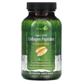 Thực phẩm chức năng Irwin Naturals Collagen Peptides + Astaxanthin Type I II & III 60 Liquid Soft-Gels 840081405918