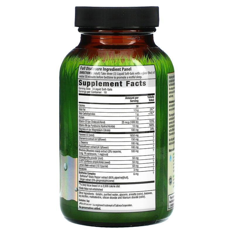 Irwin Naturals Melatonin Plus 5-HTP & Rhodiola 54 Liquid Soft-Gels 2 Thành phần vi chất của Irwin Naturals Melatonin Plus 5-HTP & Rhodiola 54 Liquid Soft-Gels 710363591939