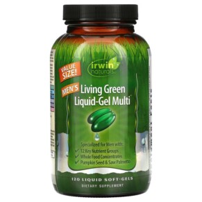 Thực phẩm chức năng Irwin Naturals Men's Living Green Liquid-Gel Multi 120 Liquid Soft-Gels 710363575472
