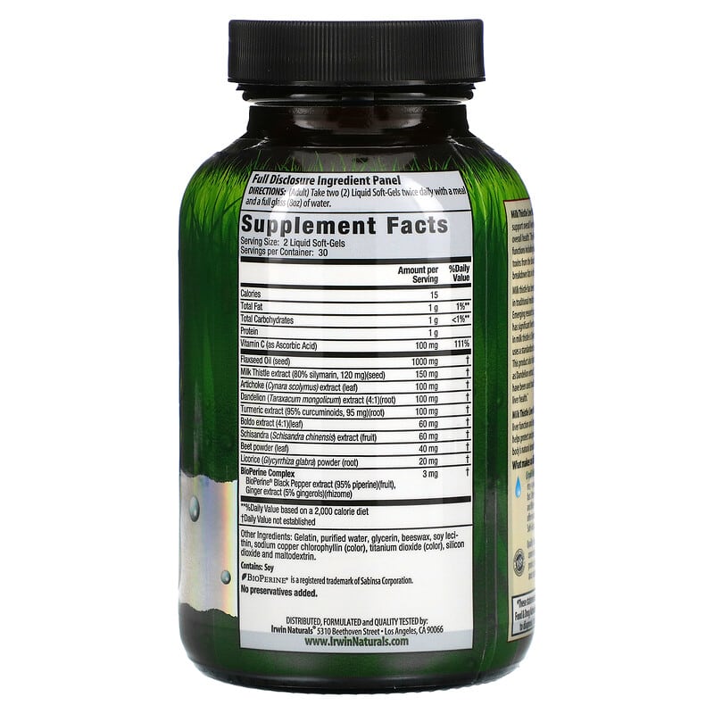 Irwin Naturals Milk Thistle Liver Detox 60 Liquid Soft-Gels 2 Thành phần vi chất của Irwin Naturals Milk Thistle Liver Detox 60 Liquid Soft-Gels 710363585495