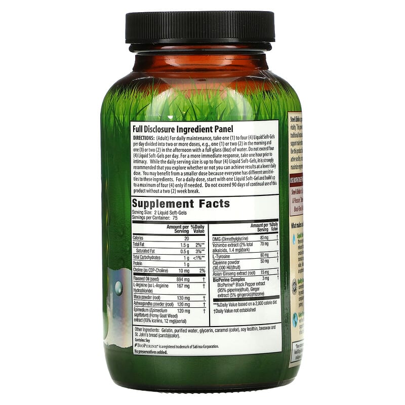 Irwin Naturals Steel-Libido 150 Liquid Soft-Gels 2 Thành phần vi chất của Irwin Naturals Steel-Libido 150 Liquid Soft-Gels 710363578251